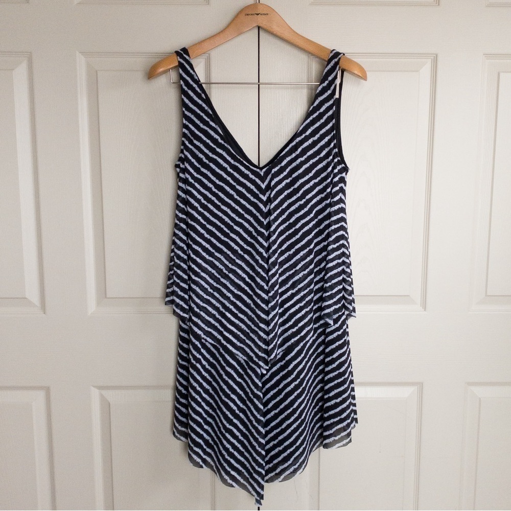 Beach House Bathing Suit Coverup Mesh Black and White Tie Dye Print Size Medium